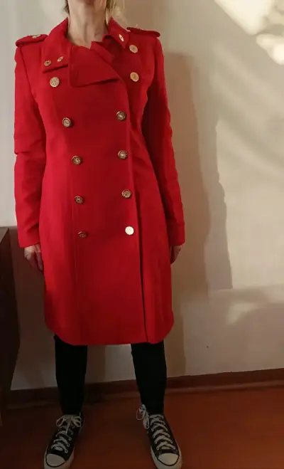 Abrigo largo rojo mujer - miniatura 4