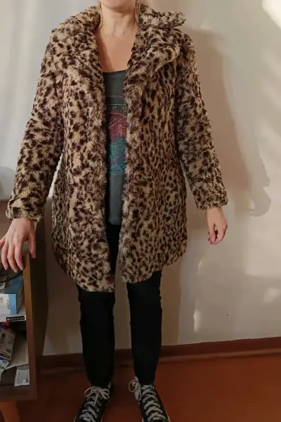 Abrigo de piel sintética leopardo - miniatura 1