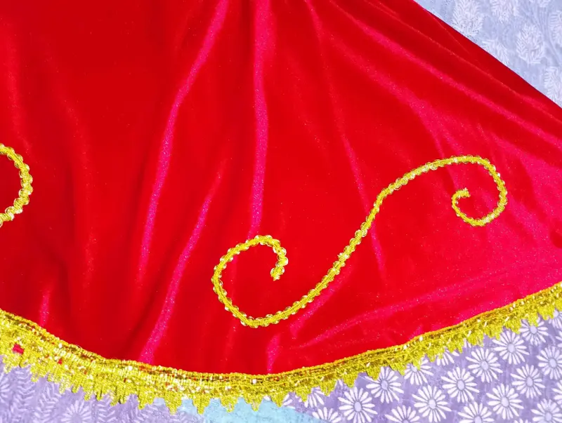 Falda roja con bordado dorado - 4