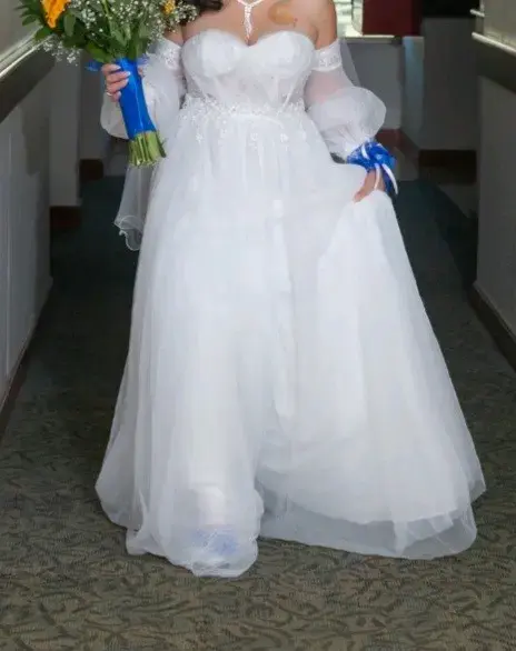 Vestido de novia blanco con encaje - 5