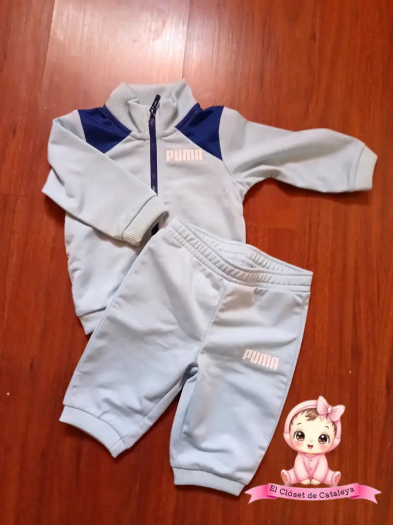 Conjunto deportivo bebé Puma celeste