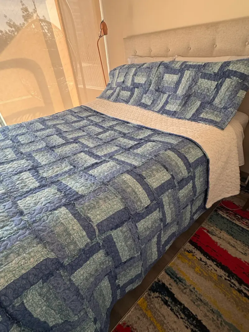 NUEVO Cubre cama Micro Sherpa Azul - 4