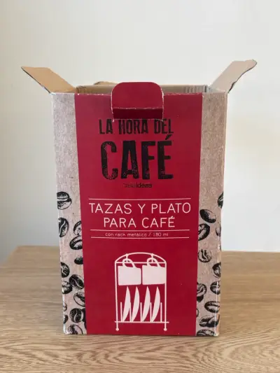 Set de tazas y platos de café con rack - miniatura 3