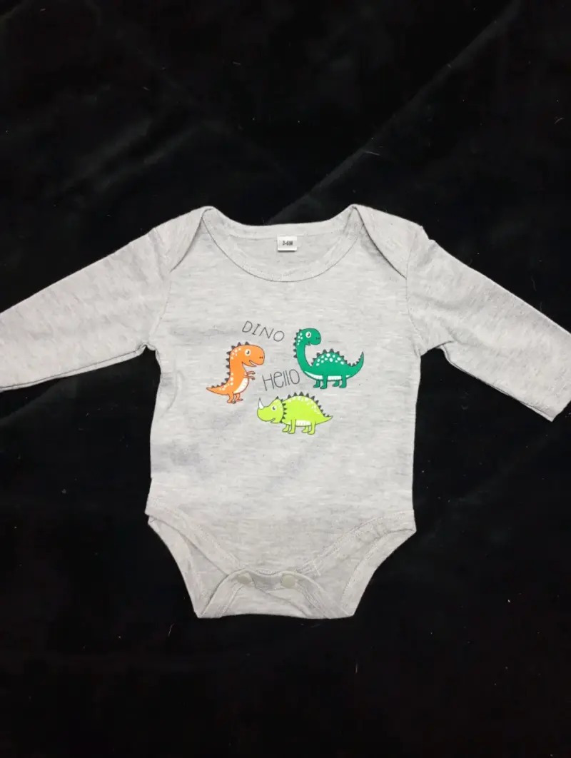 Body bebé dinosaurios gris - 1