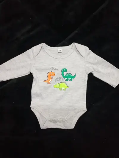Body bebé dinosaurios gris - miniatura 1