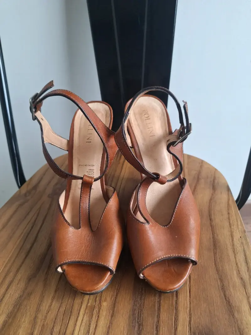 Sandalias de tacón madera marrón Pollini - 3