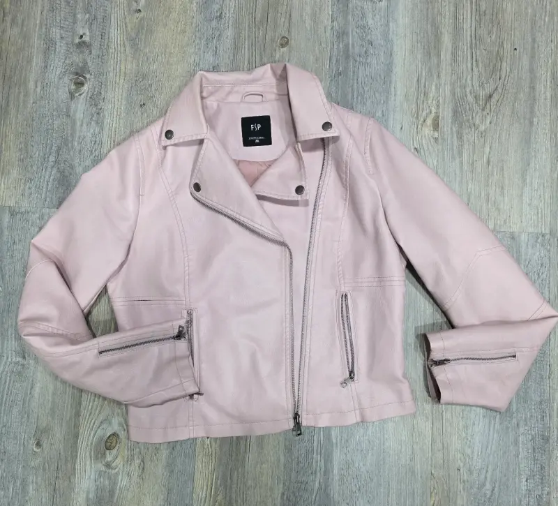 Chaqueta cuerina rosada mujer - 1