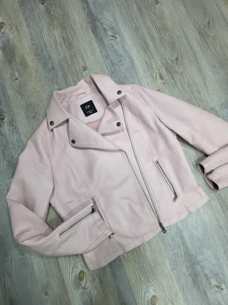 Chaqueta cuerina rosada mujer - 3