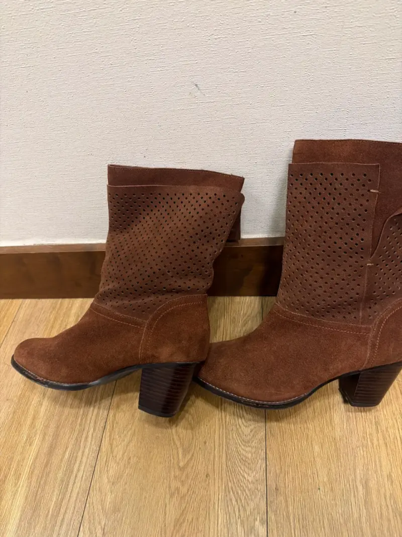 Botines café de mujer con taco - 1