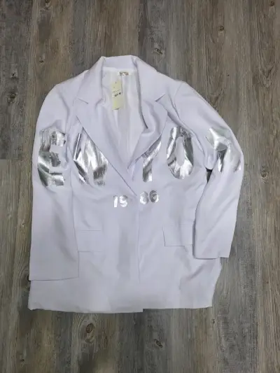 Blazer blanco con detalles plateados - miniatura 1