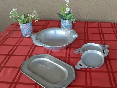 Juego de platos decorativos de peltre - miniatura 2