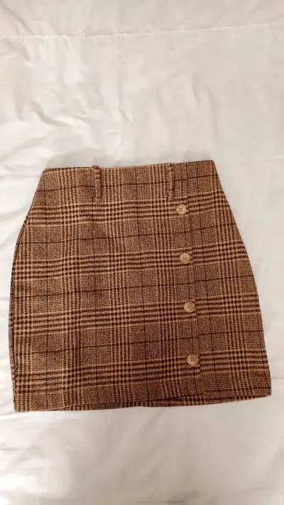 Falda escocesa marrón botones - miniatura 2
