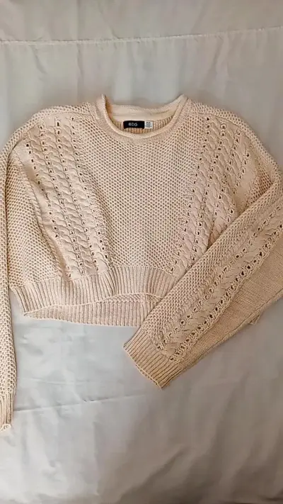 Suéter beige calado - miniatura 1