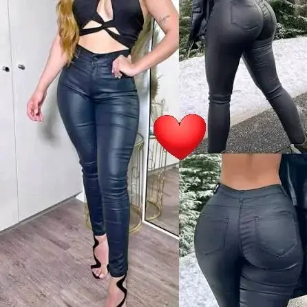 Pantalones negros de cuero sintético - 1