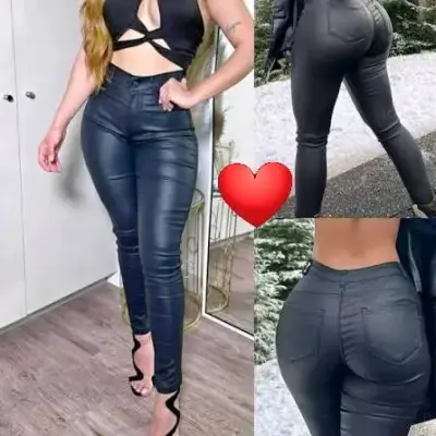 Pantalones negros de cuero sintético - miniatura 1