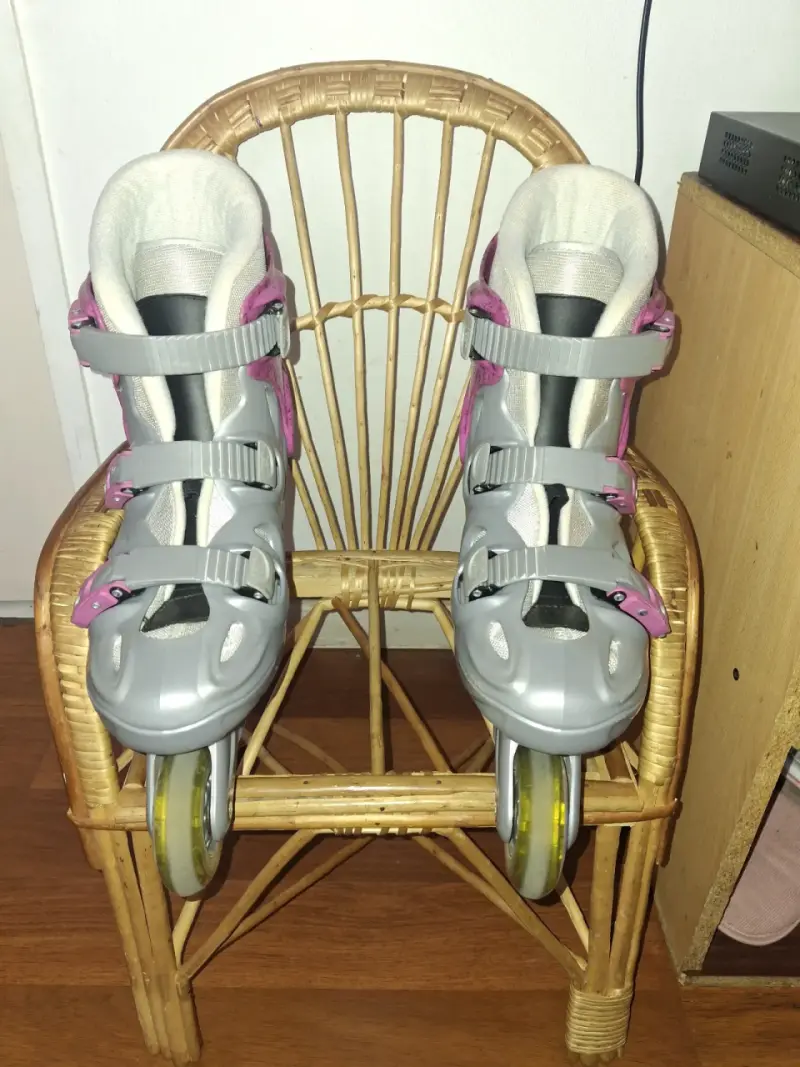 Patines roller gris y rosado - 2