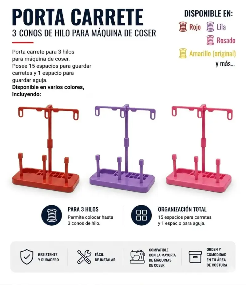 Porta carrete para máquina de coser