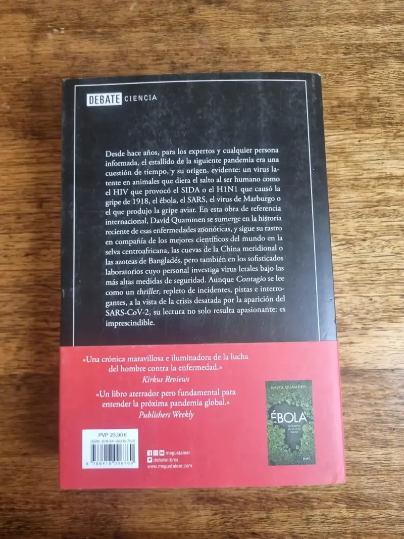 Libro 'Contagio' de David Quammen - 2