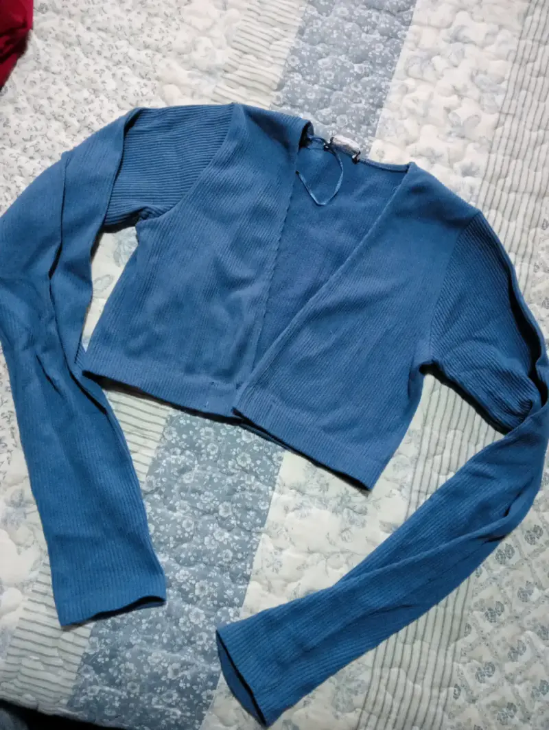 Top azul de punto largo - 2