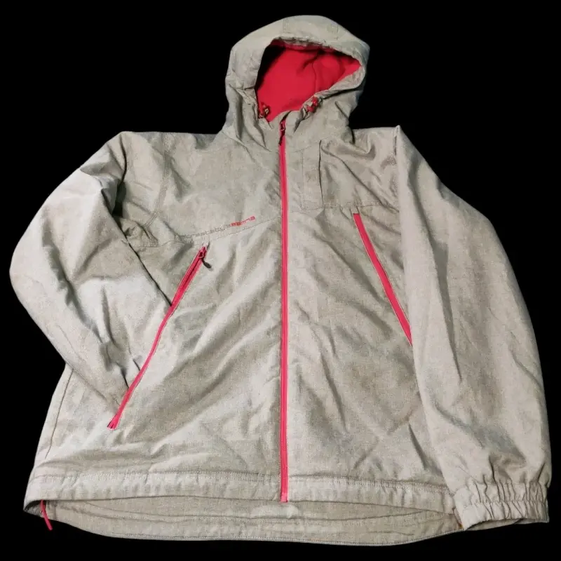 Chaqueta impermeable gris con capucha - 1