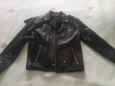 Chaqueta de cuero argentino negra (Preta) - miniatura 1