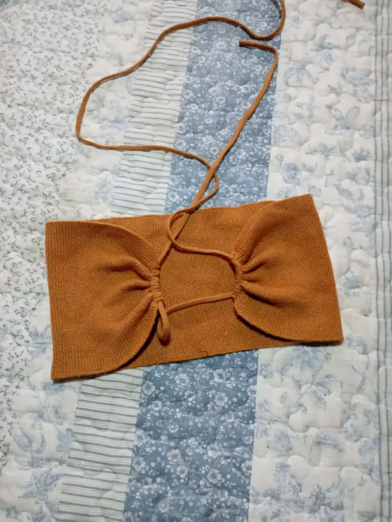 Top strapless tejido color terracota