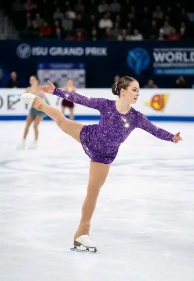 Vestido patinaje artístico morado - miniatura 2
