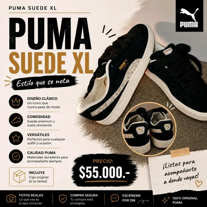 Zapatillas Puma Suede XL negras - 1