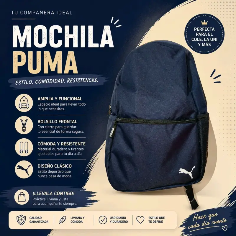 Mochila Puma azul resistente - 1