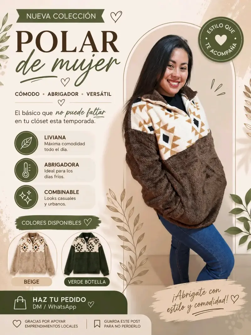 Polar de mujer beige versátil - 1