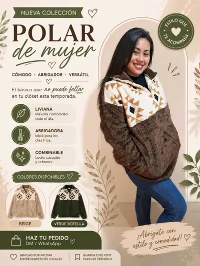 Polar de mujer beige versátil - miniatura 1