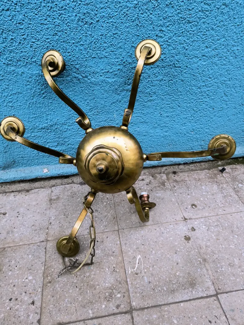 Araña de techo de bronce vintage - 1