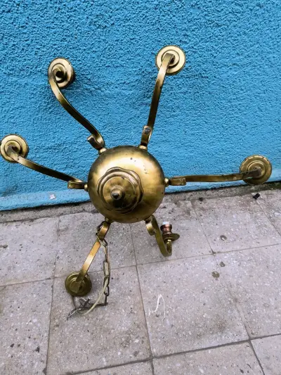Araña de techo de bronce vintage - miniatura 1