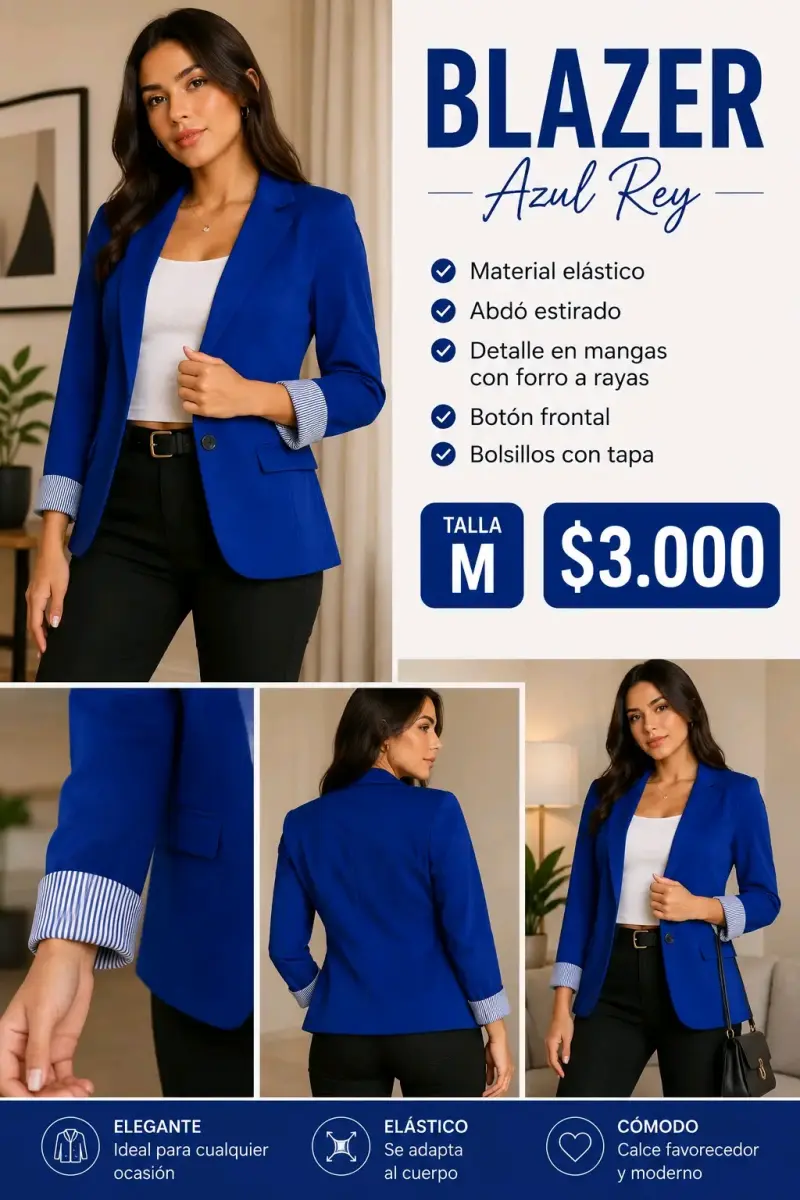 Blazer azul rey elasticado