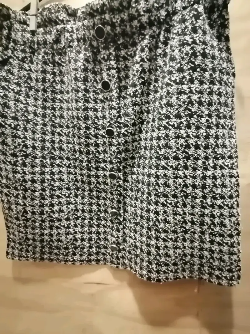 Falda lanilla twid blanco y negro - 1