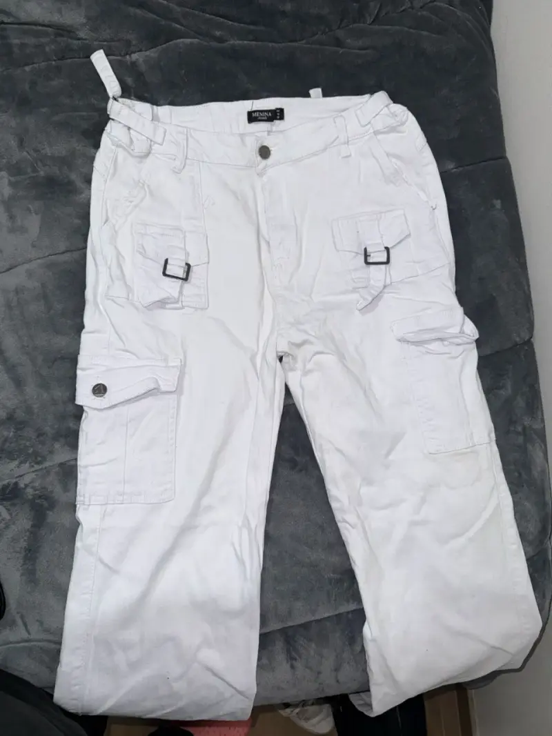 Pantalones cargo blancos talla 44 - 1