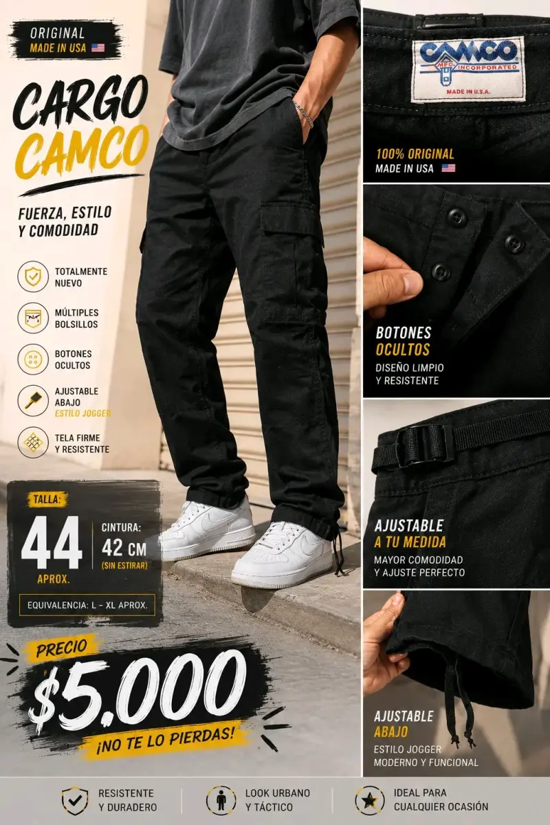 Pantalones Cargo Camco Negros