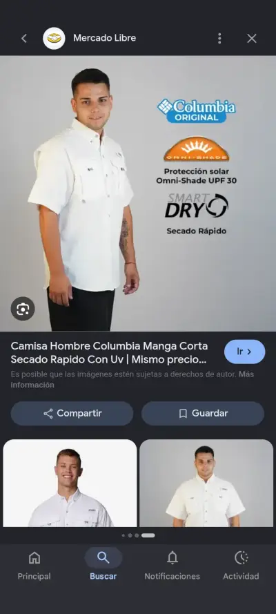 Camisa blanca manga corta Columbia - miniatura 2
