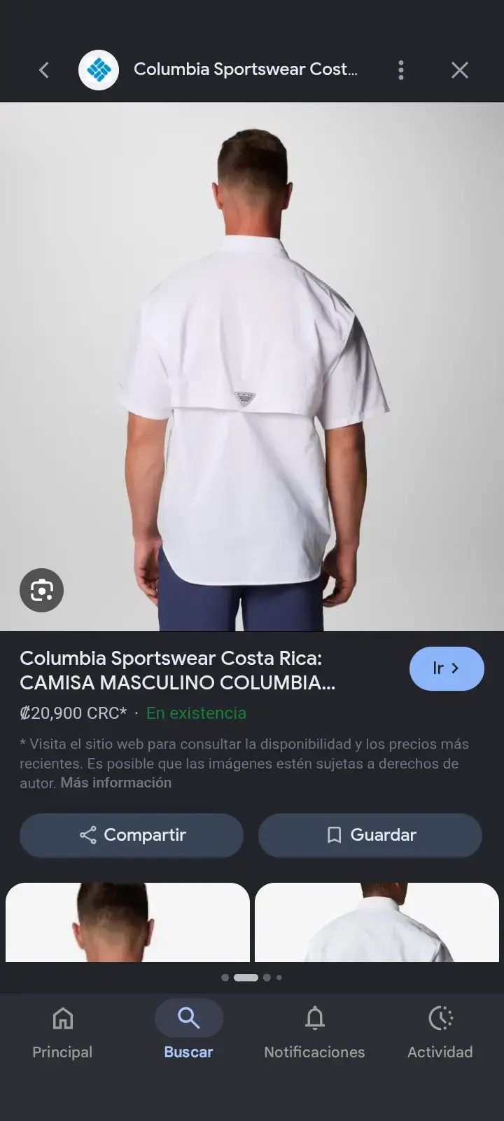 Camisa blanca manga corta Columbia - 4