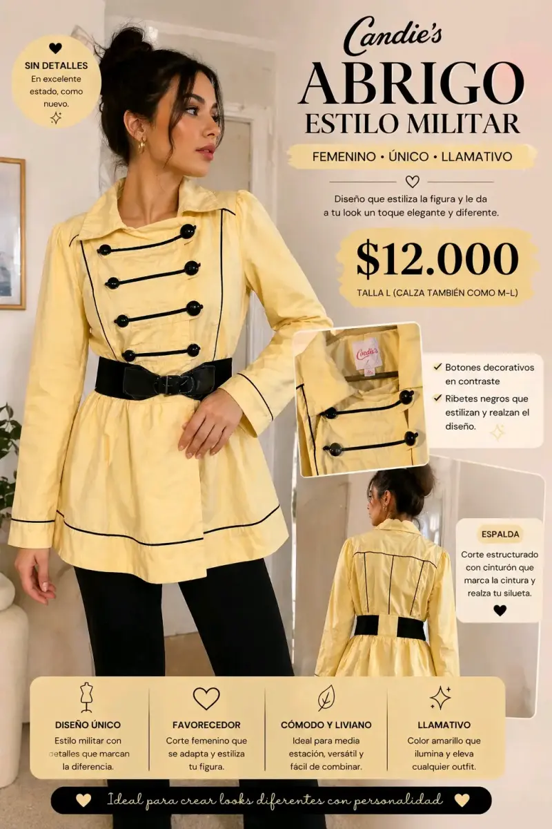 Abrigo militar amarillo Candie's