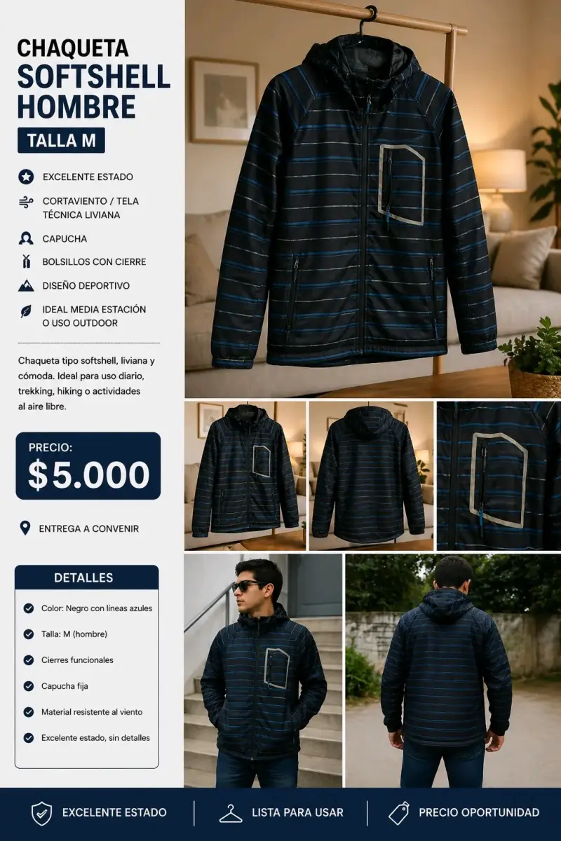 Chaqueta Softshell Hombre Negra