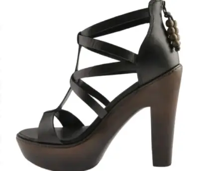 Sandalias de cuerode tacón alto negras - miniatura 1