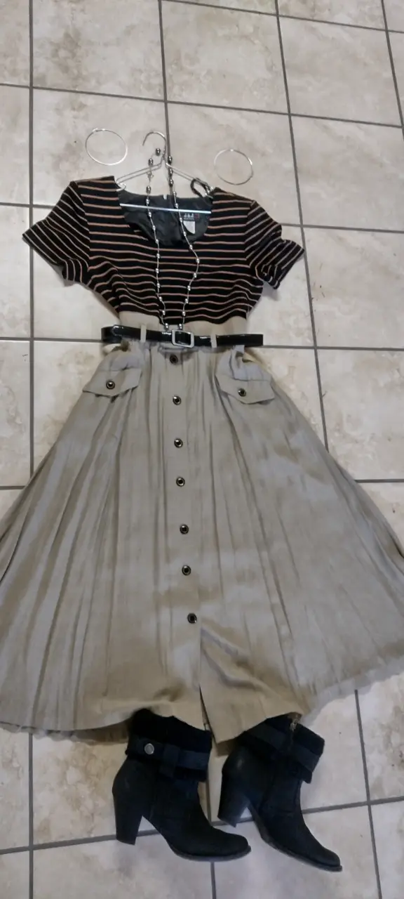 Vestido a rayas con botones - 3