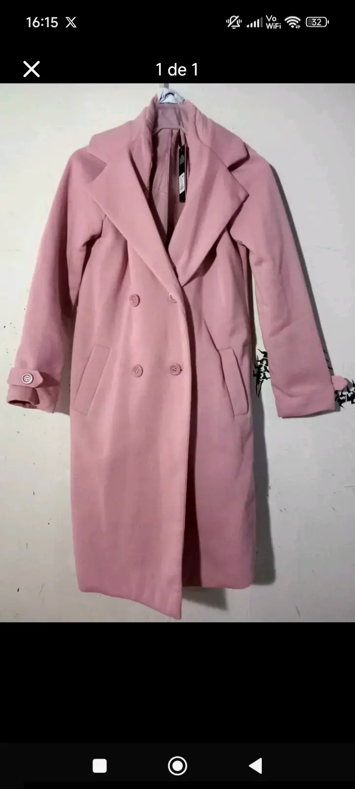 Abrigo rosa largo elegante