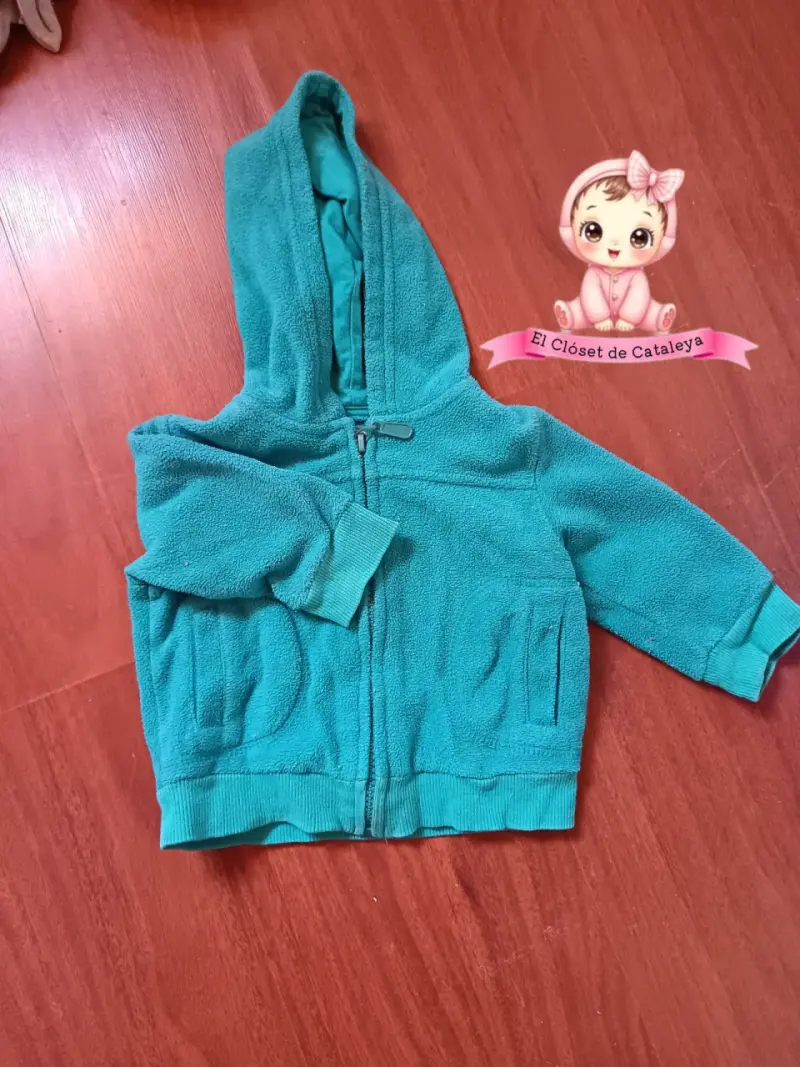 Polerón verde con capucha infantil