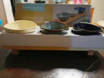 Set de 3 bowls con base de madera - miniatura 2