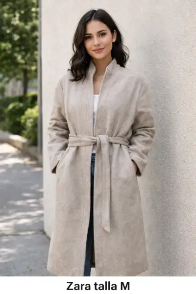 Abrigo beige Zara talla M - miniatura 1