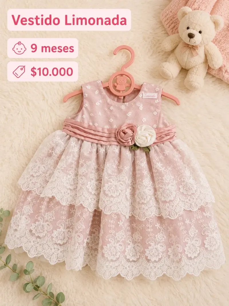 Vestido Limonada encaje rosa