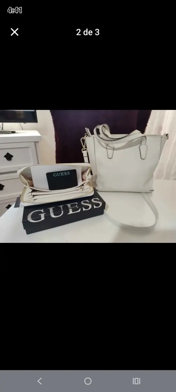 Cartera blanca Guess con billetera - 1