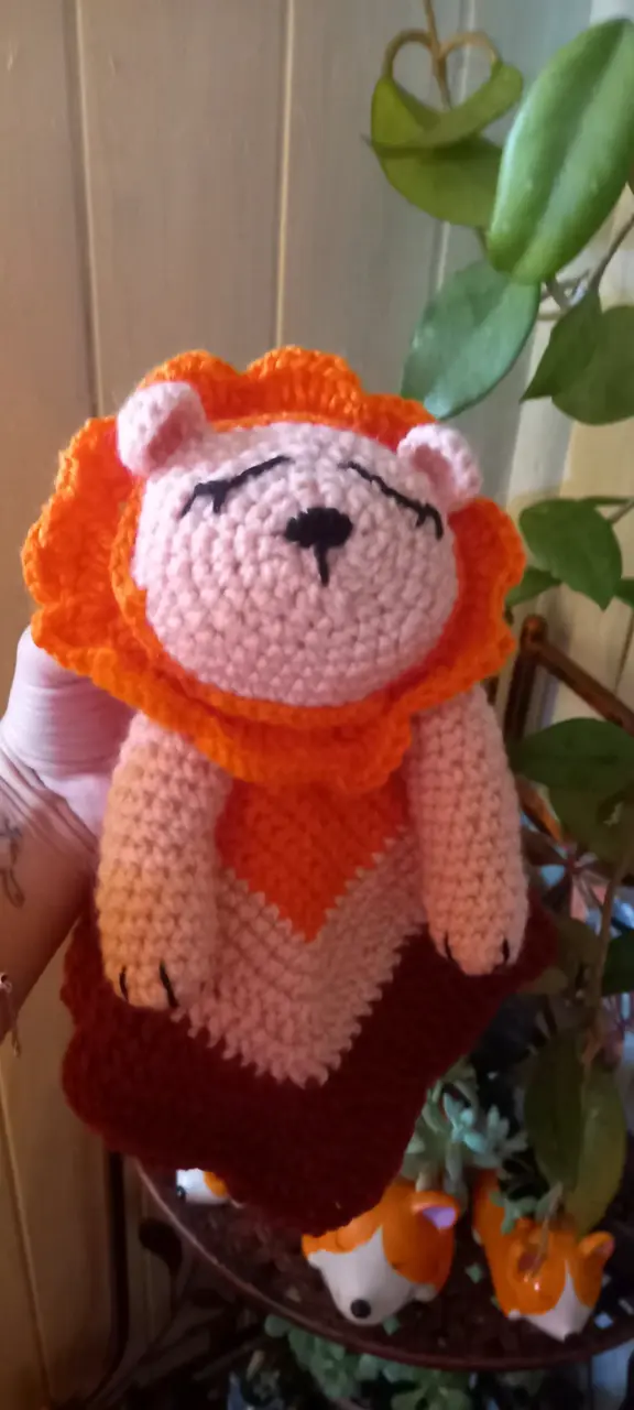 Peluche de apego  león mantita tejido a mano - 3